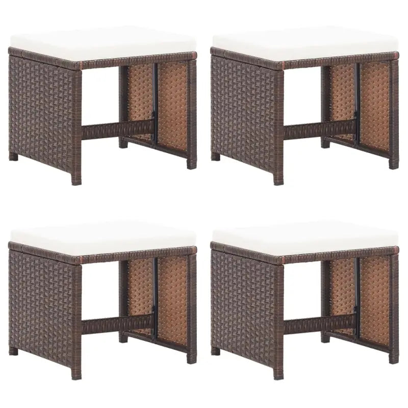 Tuinstoelen met weerbestendige PE-rattan voor langdurig comfort - Bruin en wit / 4 - Tuinstoelen