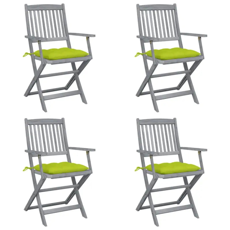 Tuinstoelen set van massief acaciahout met kussens voor buitenâ - Heldergroen / 4 - Tuinstoelen