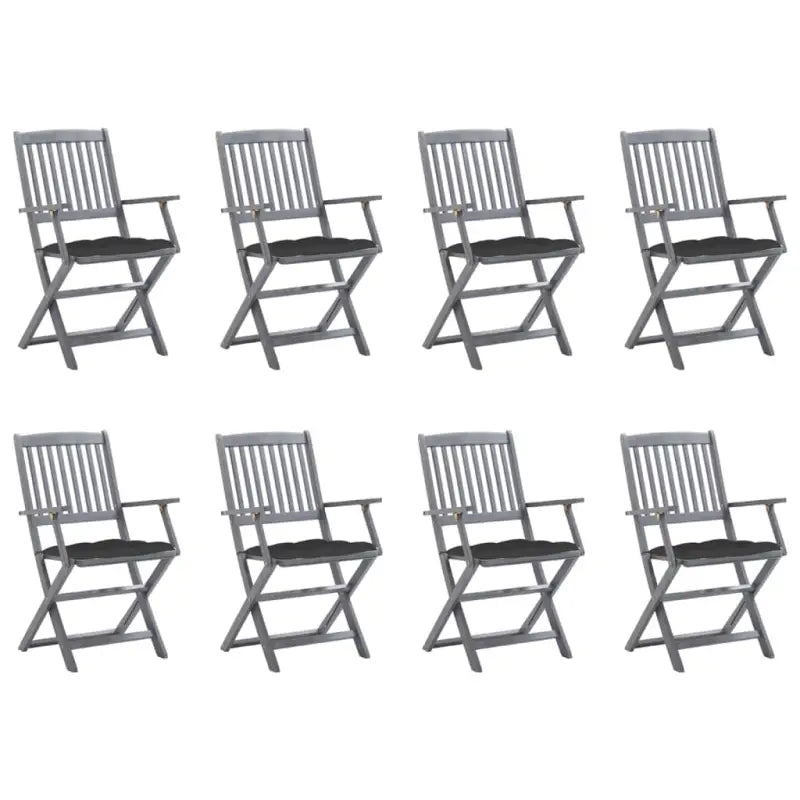 Tuinstoelen set van massief acaciahout met kussens voor buitenâ - Antraciet / 8 - Tuinstoelen