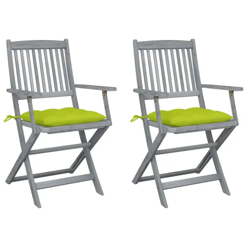 Tuinstoelen set van massief acaciahout met kussens voor buitenâ - Heldergroen / 2 - Tuinstoelen