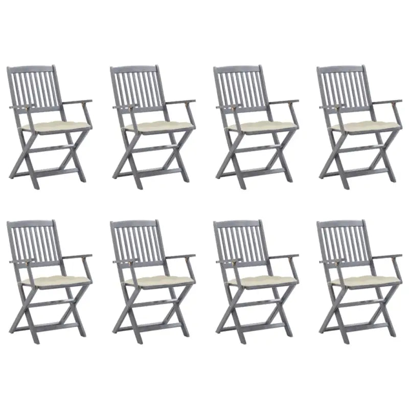 Tuinstoelen set van massief acaciahout met kussens voor buitenâ - Crème / 8 - Tuinstoelen