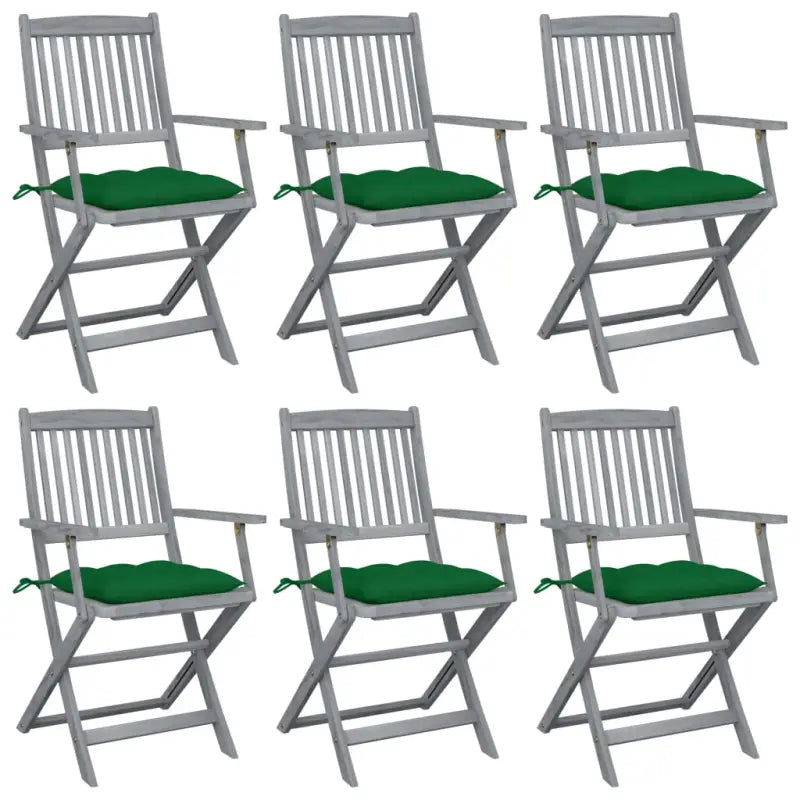 Tuinstoelen set van massief acaciahout met kussens voor buitenâ - Groen / 6 - Tuinstoelen