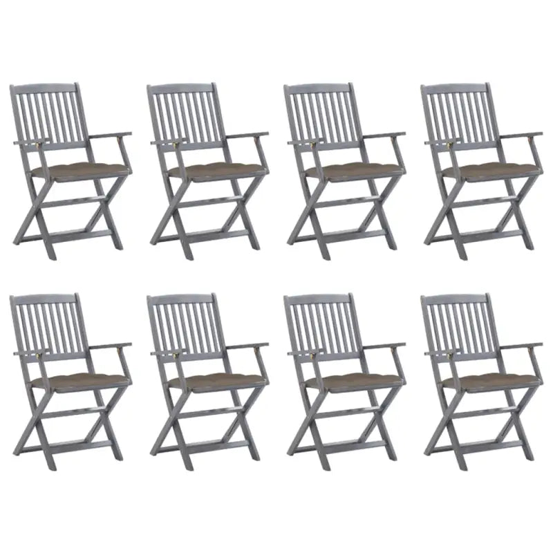 Tuinstoelen set van massief acaciahout met kussens voor buitenâ - Taupe / 8 - Tuinstoelen