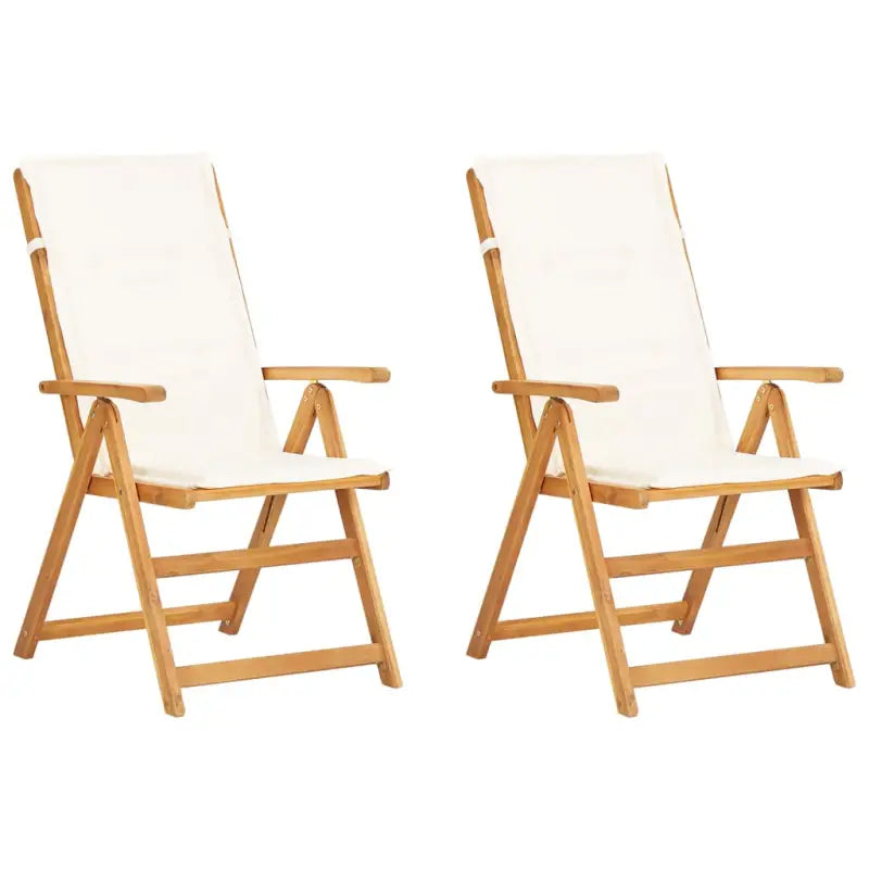 Tuinstoelen set van massief acaciahout met stoffen kussen en levering bevat - Crèmewit / 2 - Tuinstoelen