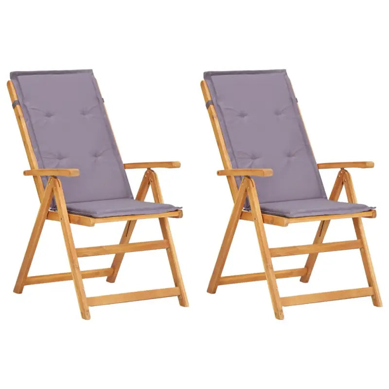 Tuinstoelen set van massief acaciahout met stoffen kussen en levering bevat - Donkergrijs / 2 - Tuinstoelen