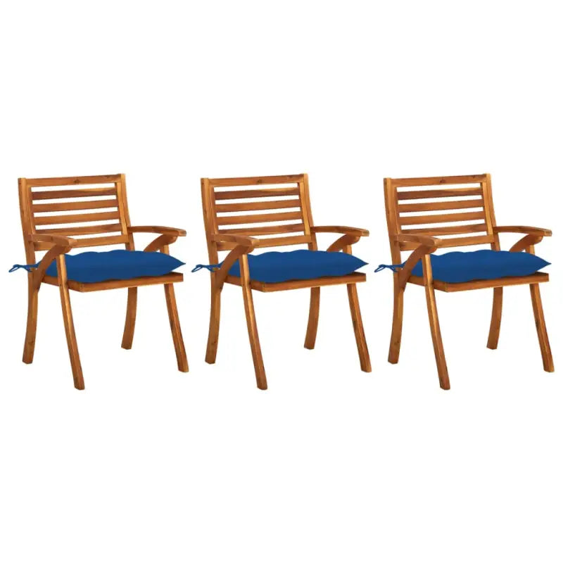 Tuinstoelen set van massief acaciahout met touwtjes voor tuin of terras - Blauw / 3 - Tuinstoelen