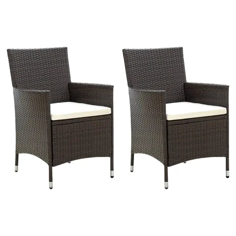 Tuinstoelen set van poly rattan met stevig gepoedercoat stalen frame - Bruin / 2 - Tuinstoelen