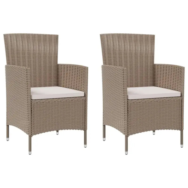 Tuinstoelen set van poly rattan met stevig gepoedercoat stalen frame - Beige / 2 - Tuinstoelen