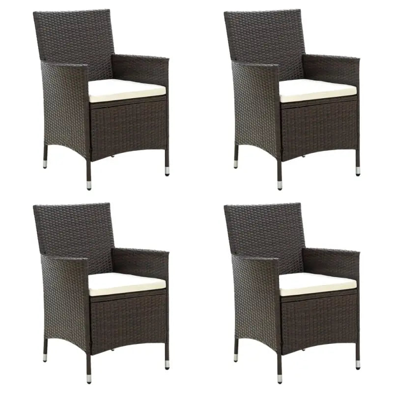 Tuinstoelen set van poly rattan met stevig gepoedercoat stalen frame - Bruin / 4 - Tuinstoelen
