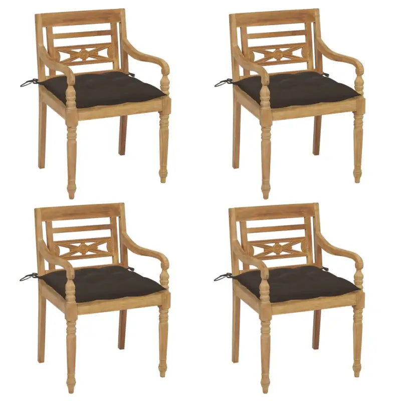 Tuinstoelen van hard teakhout met fijn geschuurde afwerking - Taupe / 4 - Tuinstoelen