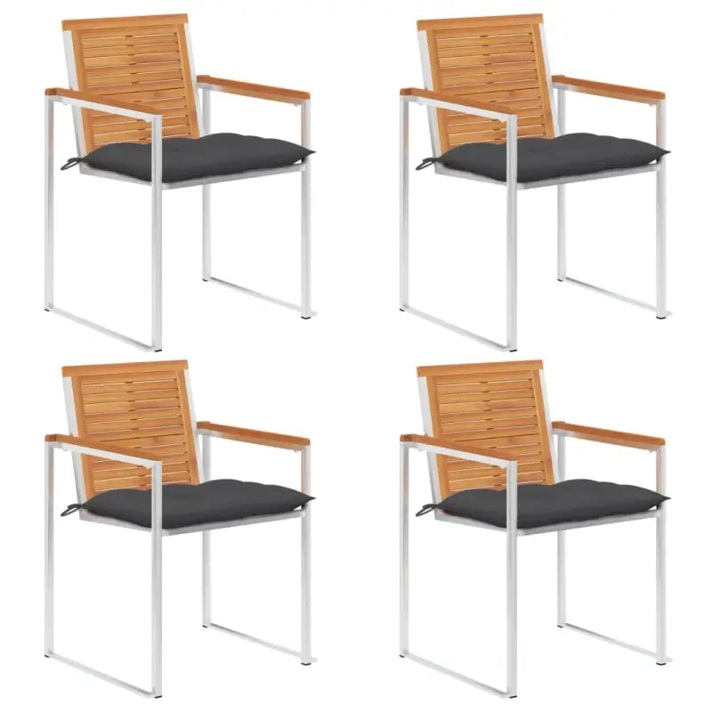 Tuinstoelen van massief acaciahout en roestvrij staal voor buitengebruik - Antraciet / 4 - Tuinstoelen