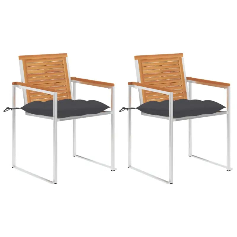 Tuinstoelen van massief acaciahout en roestvrij staal voor buitengebruik - Antraciet / 2 - Tuinstoelen