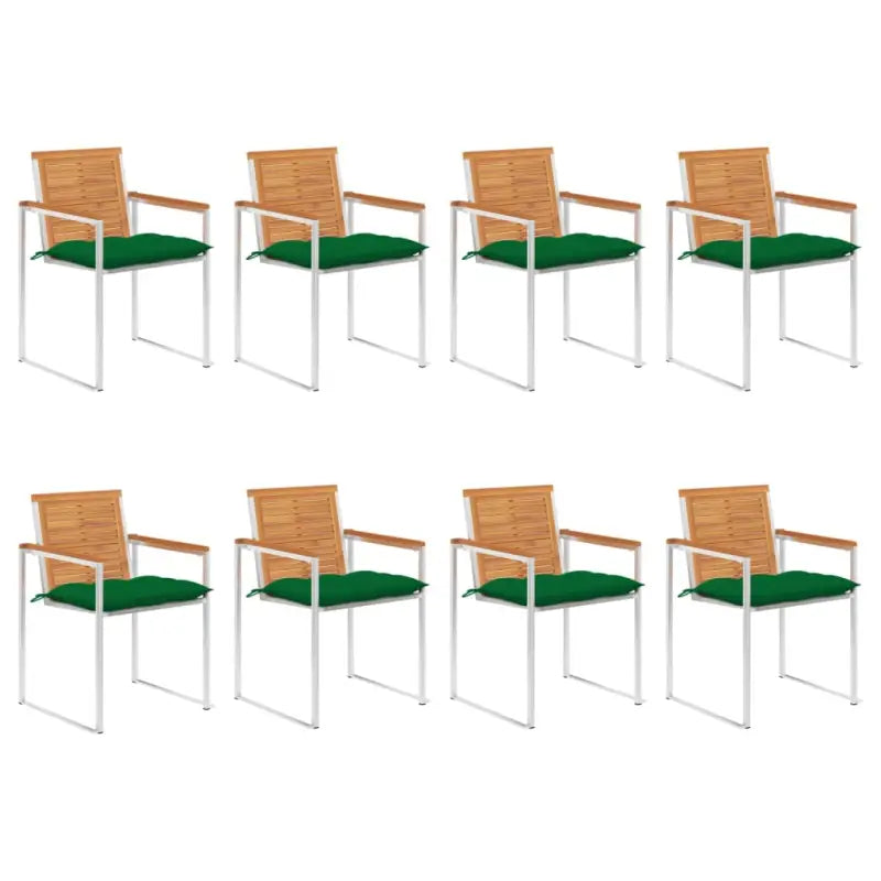 Tuinstoelen van massief acaciahout en roestvrij staal voor buitengebruik - Groen / 8 - Tuinstoelen