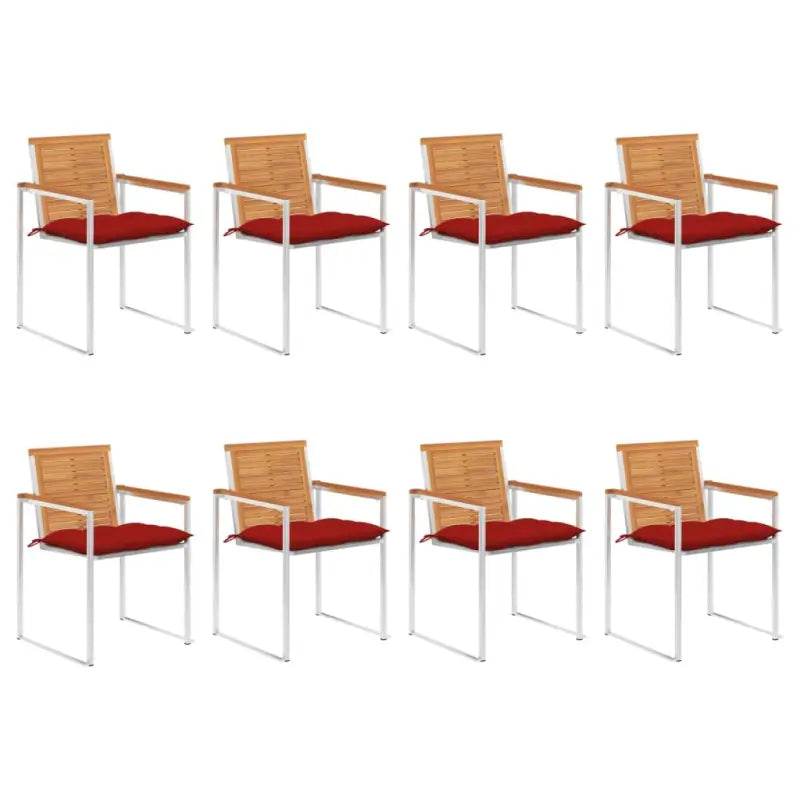 Tuinstoelen van massief acaciahout en roestvrij staal voor buitengebruik - Rood / 8 - Tuinstoelen