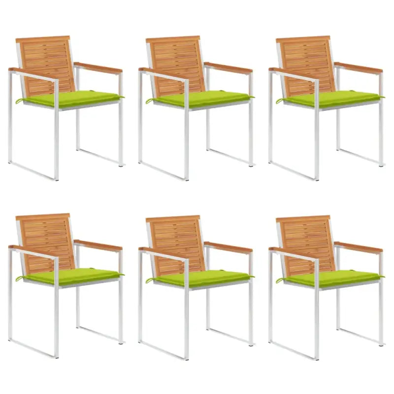 Tuinstoelen van massief acaciahout en roestvrij staal voor buiten gebruik - Heldergroen / 6 - Tuinstoelen