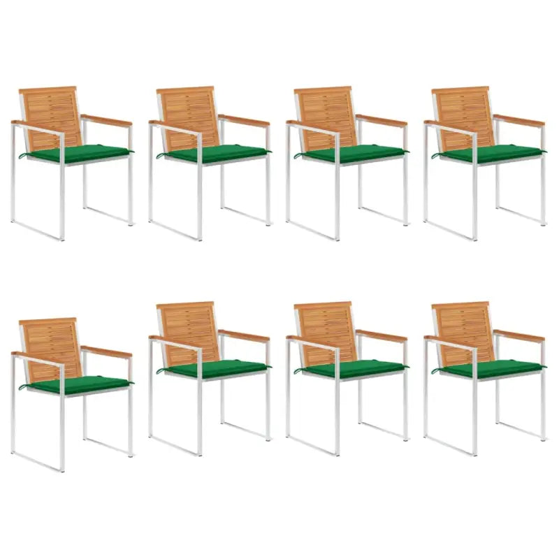 Tuinstoelen van massief acaciahout en roestvrij staal voor buiten gebruik - Groen / 8 - Tuinstoelen