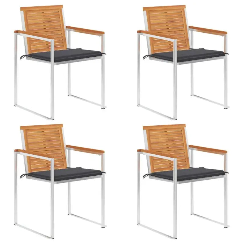Tuinstoelen van massief acaciahout en roestvrij staal voor buiten gebruik - Antraciet / 4 - Tuinstoelen