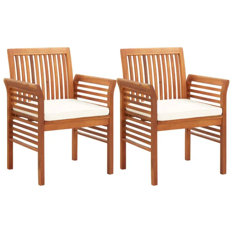 Tuinstoelen van massief acaciahout met comfortabele kussens - Crème / 2 - Tuinstoelen