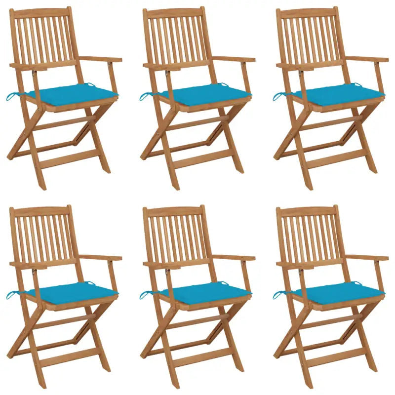 Tuinstoelen van massief acaciahout met kussens voor terras en tuin - Blauw / 6 / Met armleuning - Tuinstoelen
