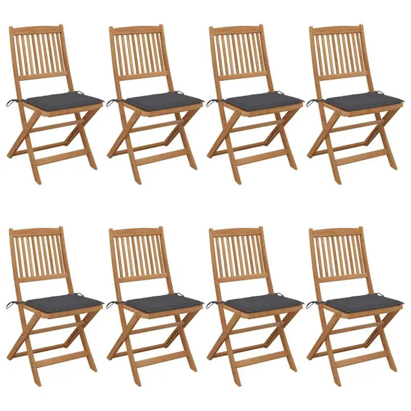 Tuinstoelen van massief acaciahout met kussens voor terras en tuin - Antraciet / 8 / Zonder armleuning - Tuinstoelen
