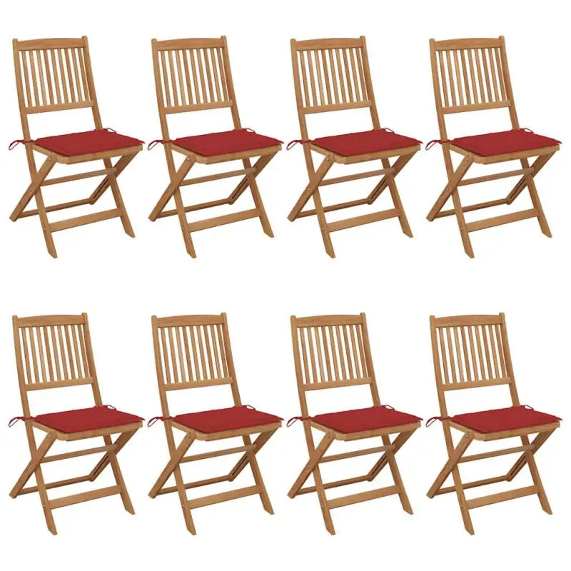 Tuinstoelen van massief acaciahout met kussens voor terras en tuin - Rood / 8 / Zonder armleuning - Tuinstoelen