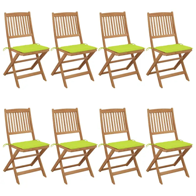 Tuinstoelen van massief acaciahout met kussens voor terras en tuin - Heldergroen / 8 / Zonder armleuning - Tuinstoelen