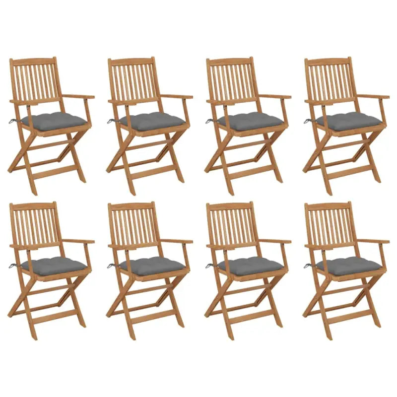 Tuinstoelen van massief acaciahout met kussens voor terras of tuin - Grijs / 8 - Tuinstoelen