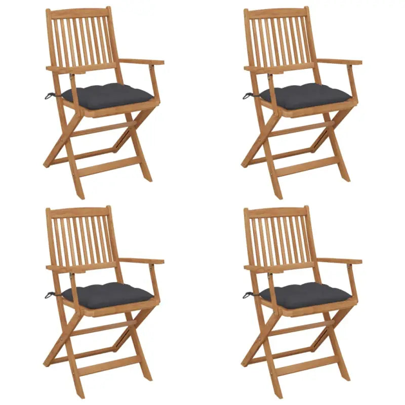 Tuinstoelen van massief acaciahout met kussens voor terras of tuin - Antraciet / 4 - Tuinstoelen