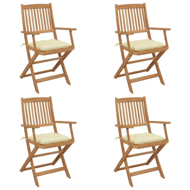 Tuinstoelen van massief acaciahout met kussens voor terras of tuin - Crème / 4 - Tuinstoelen