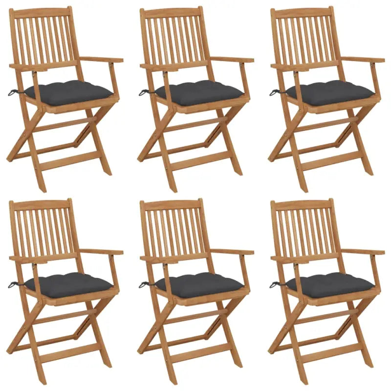 Tuinstoelen van massief acaciahout met kussens voor terras of tuin - Antraciet / 6 - Tuinstoelen
