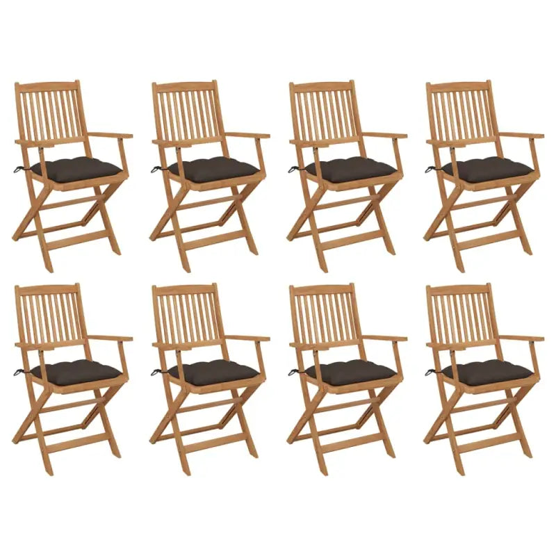 Tuinstoelen van massief acaciahout met kussens voor terras of tuin - Taupe / 8 - Tuinstoelen