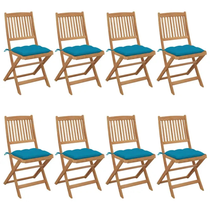 Tuinstoelen van massief acaciahout met kussens voor tuin en terras - lichtblauw / 8 / Zonder armleuning - Tuinstoelen