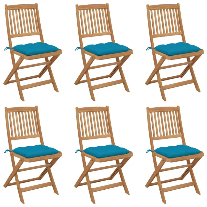 Tuinstoelen van massief acaciahout met kussens voor tuin en terras - lichtblauw / 6 / Zonder armleuning - Tuinstoelen