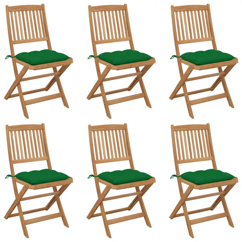 Tuinstoelen van massief acaciahout met kussens voor tuin en terras - Groen / 6 / Zonder armleuning - Tuinstoelen