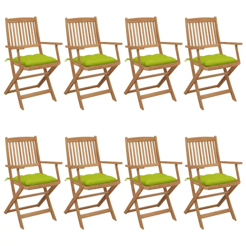 Tuinstoelen van massief acaciahout met kussens voor tuin en terras - Heldergroen / 8 / Met armleuning - Tuinstoelen