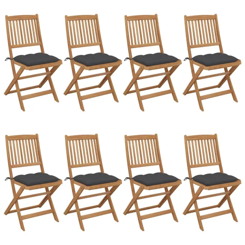 Tuinstoelen van massief acaciahout met kussens voor tuin en terras - Antraciet / 8 / Zonder armleuning - Tuinstoelen
