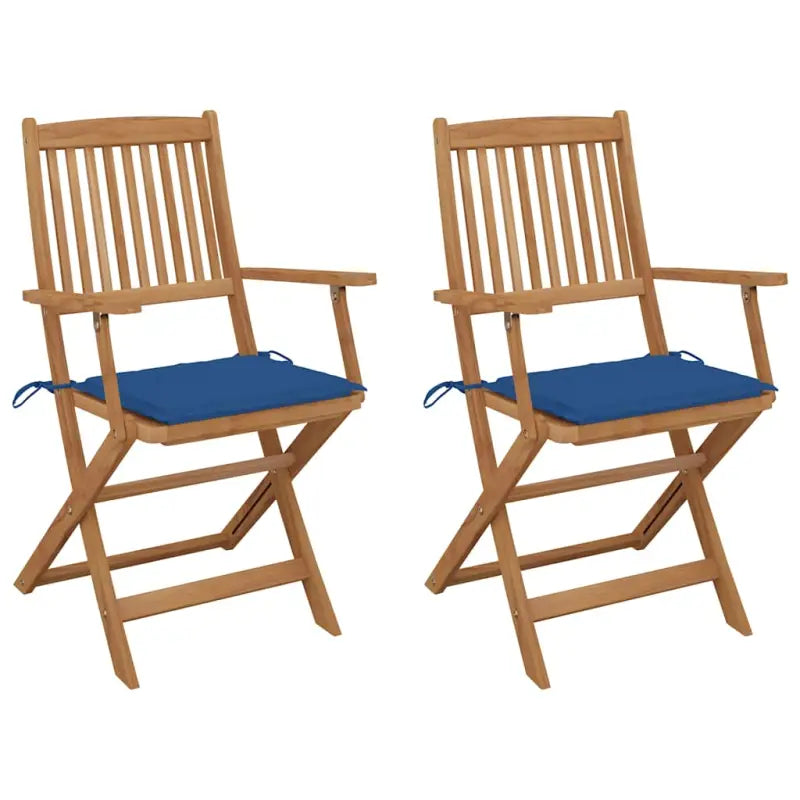 Tuinstoelen van massief acaciahout met kussens voor tuin en terras - koningsblauw / 2 - Tuinstoelen