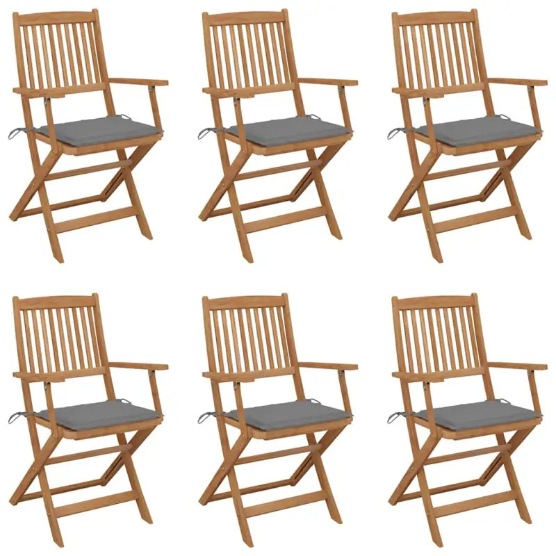 Tuinstoelen van massief acaciahout met kussens voor tuin en terras - Grijs / 6 - Tuinstoelen