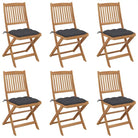Tuinstoelen van massief acaciahout met kussens voor tuin en terras - Antraciet / 6 / Zonder armleuning - Tuinstoelen