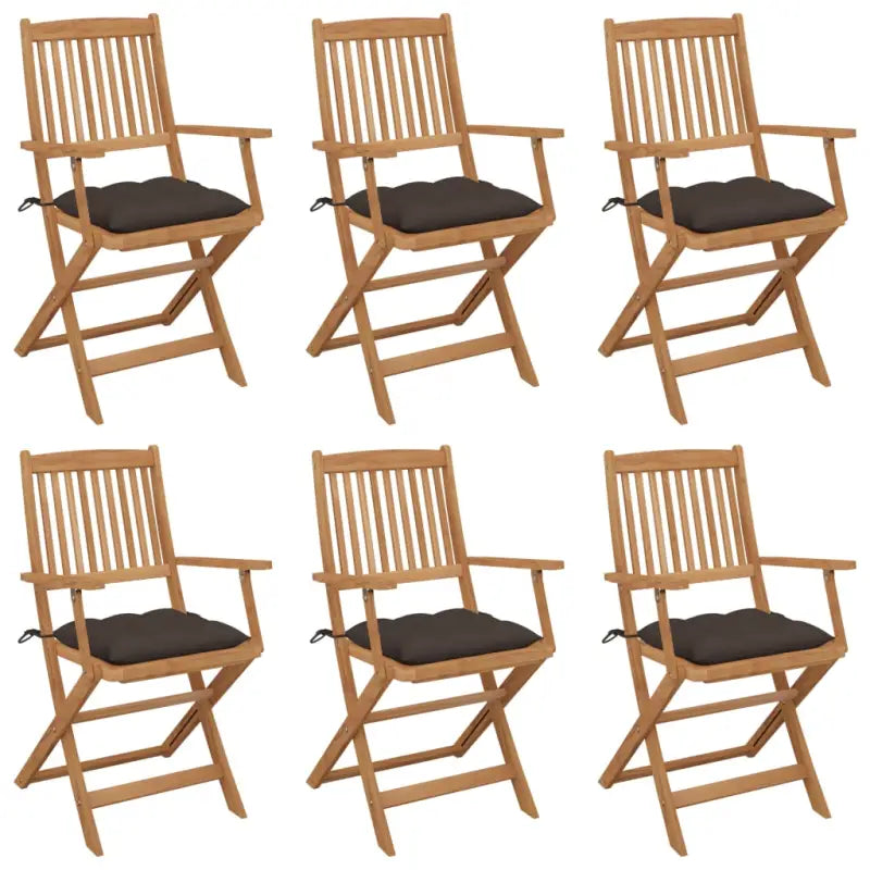 Tuinstoelen van massief acaciahout met kussens voor tuin en terras - Taupe / 6 / Met armleuning - Tuinstoelen