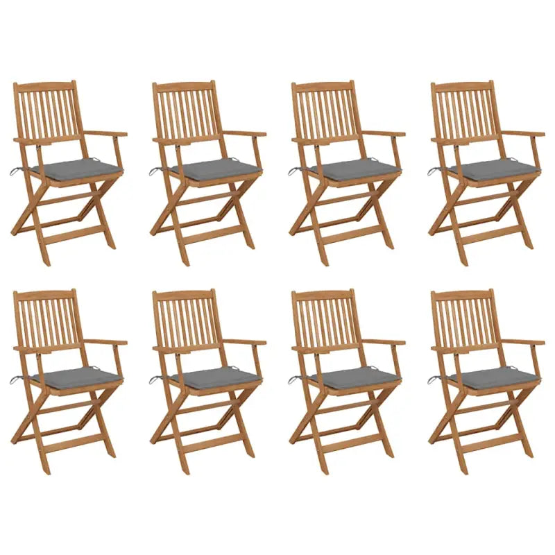 Tuinstoelen van massief acaciahout met kussens voor tuin en terras - Grijs / 8 - Tuinstoelen