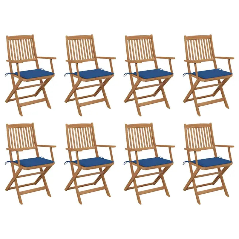 Tuinstoelen van massief acaciahout met kussens voor tuin en terras - koningsblauw / 8 - Tuinstoelen