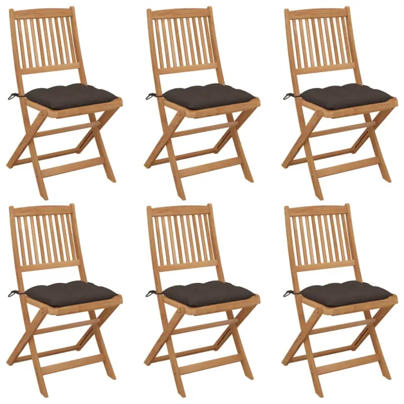 Tuinstoelen van massief acaciahout met kussens voor tuin en terras - Taupe / 6 / Zonder armleuning - Tuinstoelen