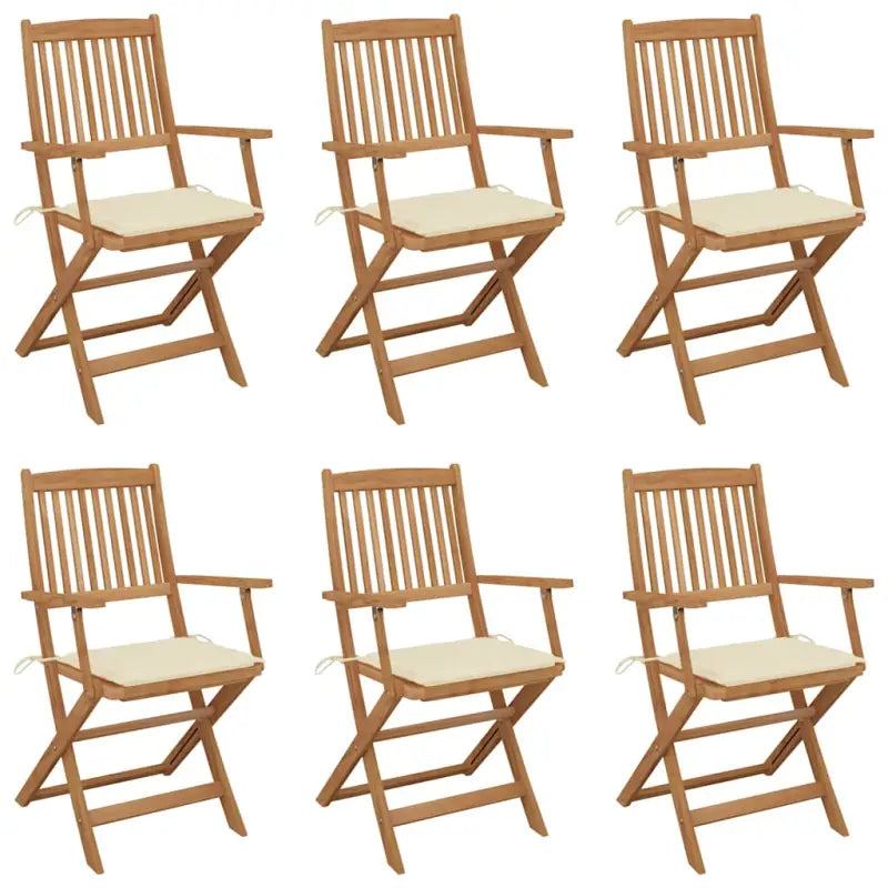 Tuinstoelen van massief acaciahout met kussens voor tuin en terras - Crème / 6 - Tuinstoelen