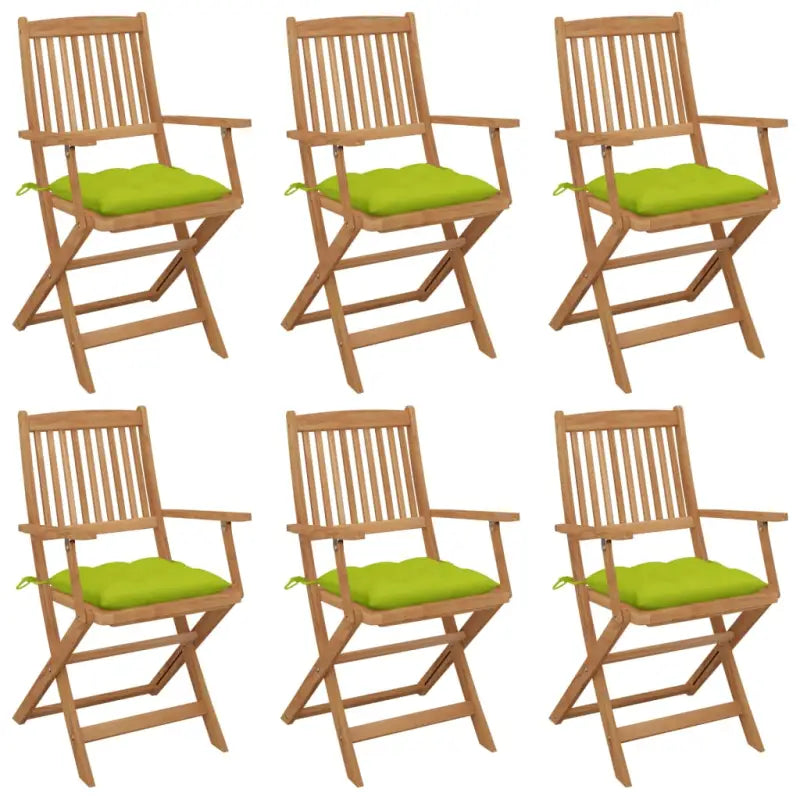 Tuinstoelen van massief acaciahout met kussens voor tuin en terras - Heldergroen / 6 / Met armleuning - Tuinstoelen