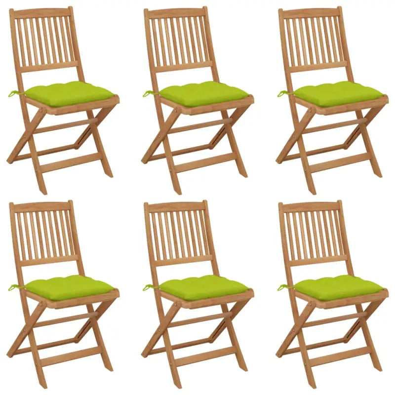 Tuinstoelen van massief acaciahout met kussens voor tuin en terras - Heldergroen / 6 / Zonder armleuning - Tuinstoelen