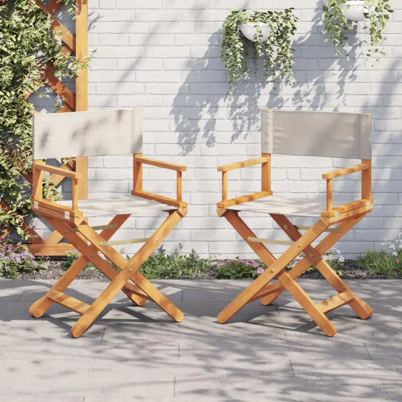Tuinstoelen van massief acaciahout met opklapbare functie - Crème / 2 - Tuinstoelen