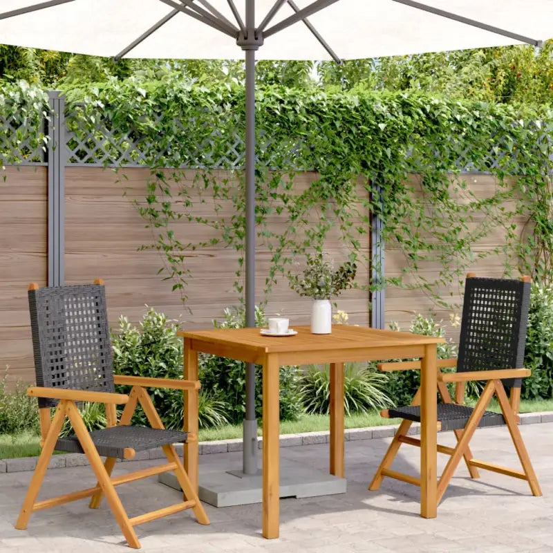 Tuinstoelen van massief acaciahout met poly rattan voor buitengebruik - Tuinstoelen