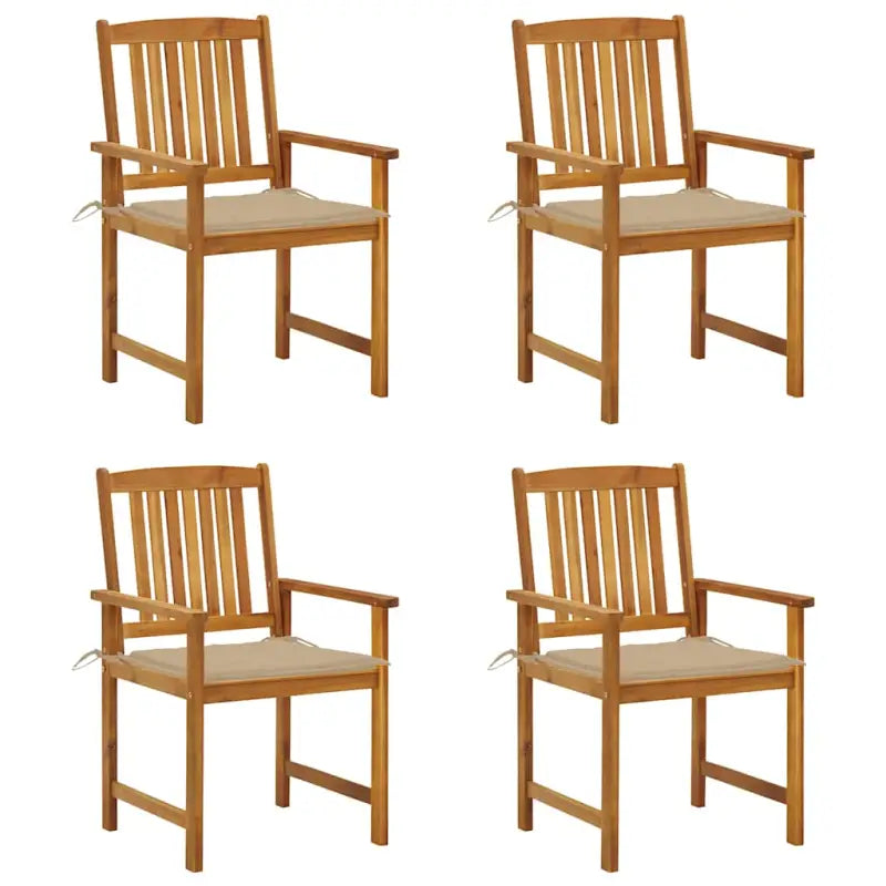 Tuinstoelen van massief acaciahout met rustieke charme - Beige / 4 - Tuinstoelen