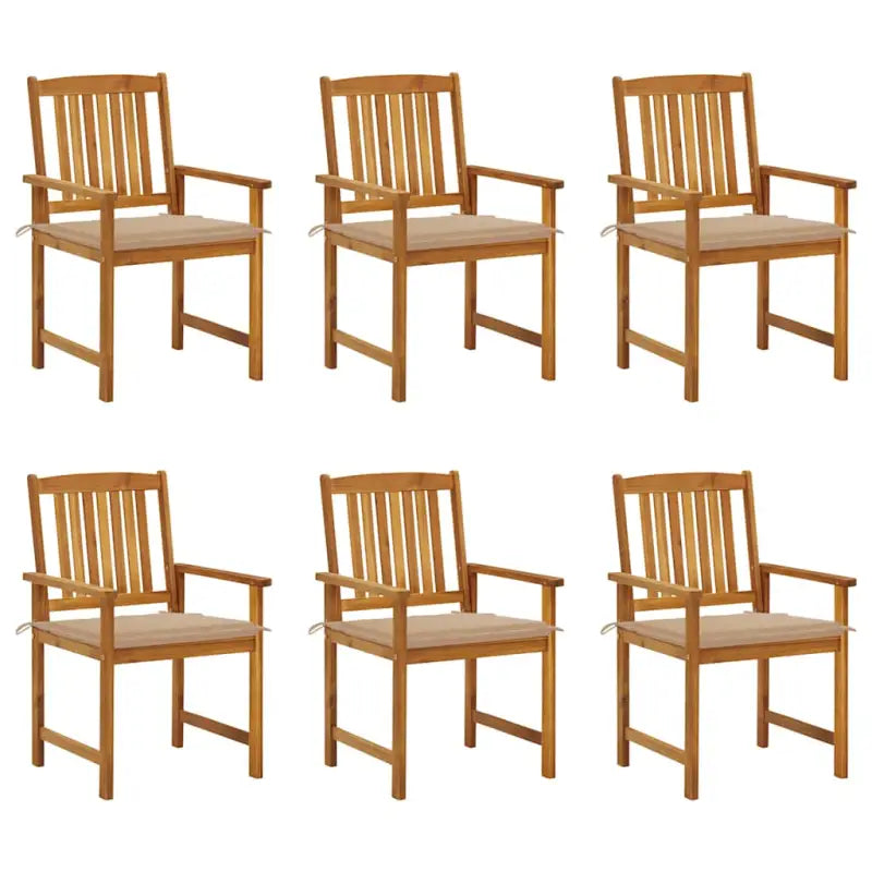 Tuinstoelen van massief acaciahout met rustieke charme - Beige / 6 - Tuinstoelen